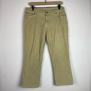 Garnet Hill Womens Beige Corduroy Straight Leg Pants Size 10 Mid Rise Texture